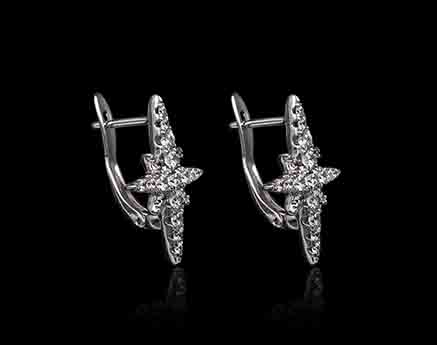 Boucles oreilles-diamant-or blanc-rose des vents